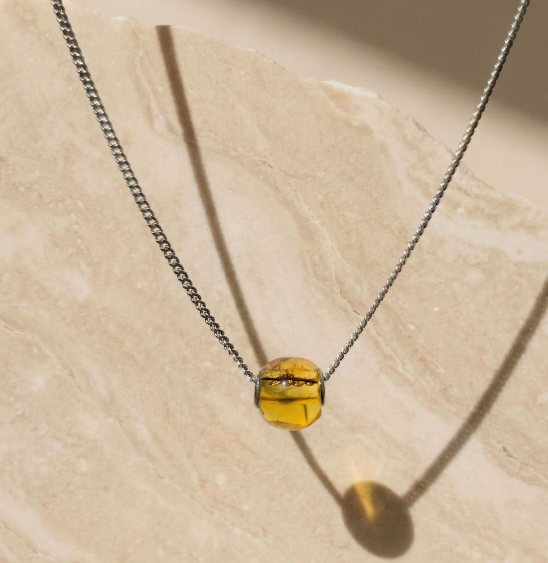 Collar de Ámbar Coñac con Inclusiones de Musgo y Plata | Real Ámbar